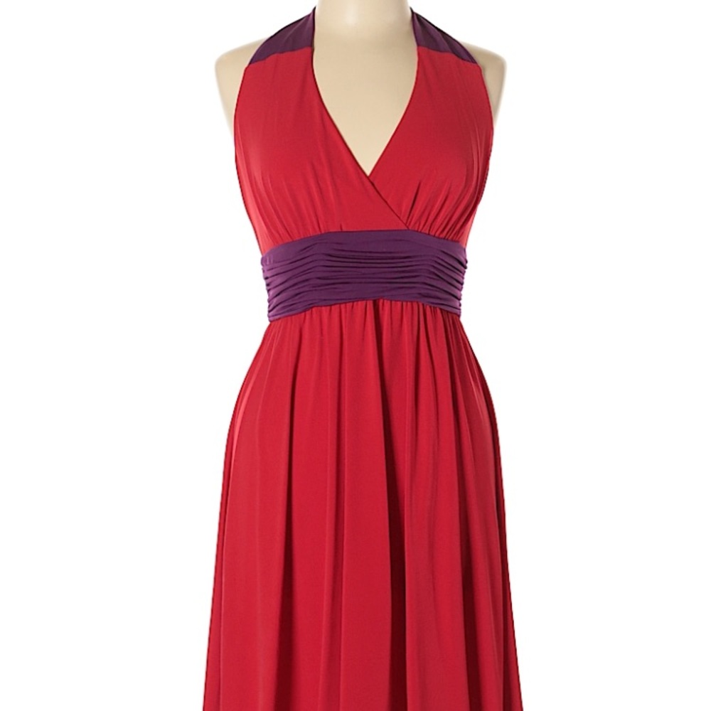 [Max and Cleo] red and purple halter dress